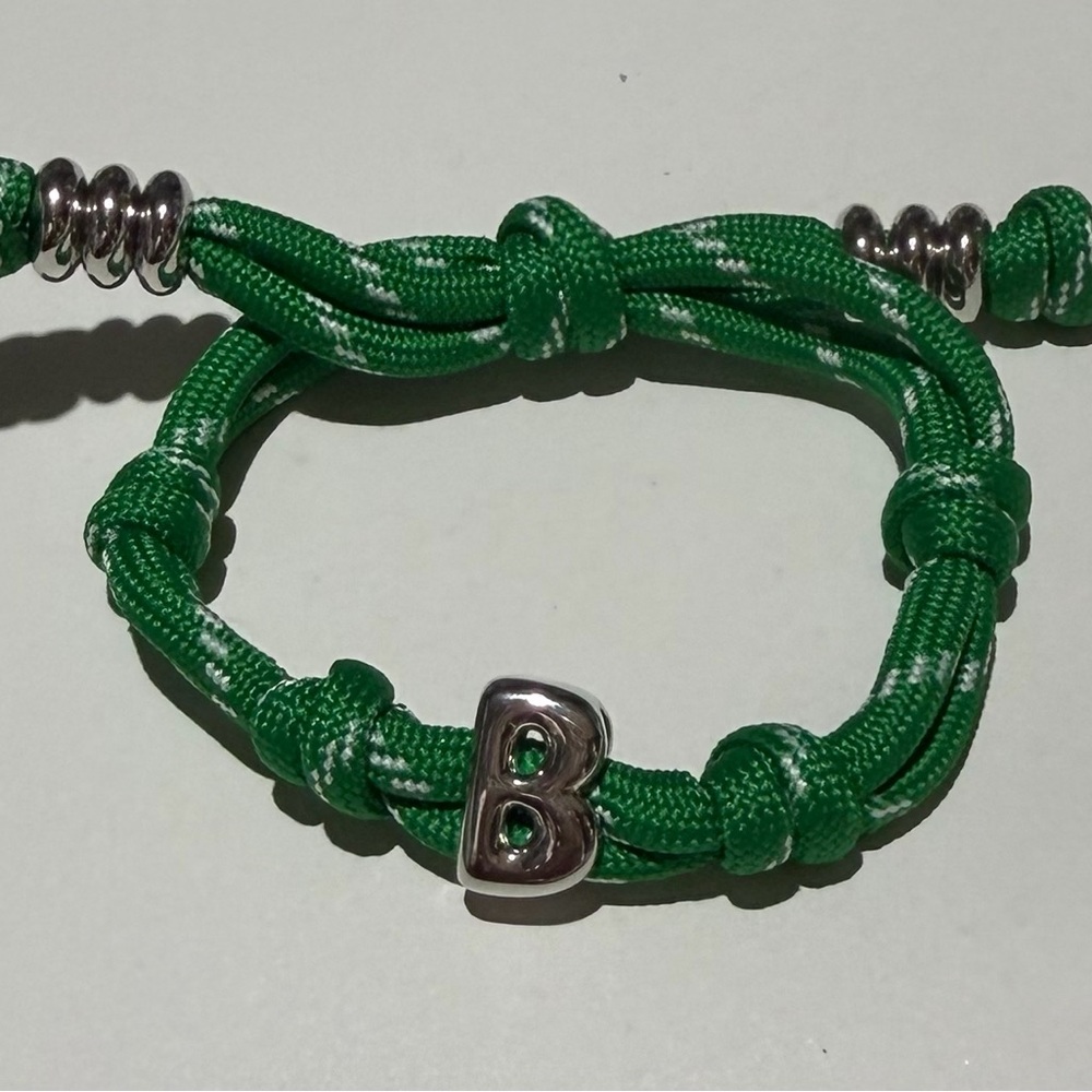 BaubleBar Bracelet Green Knotted Bracelet with Silver Accents